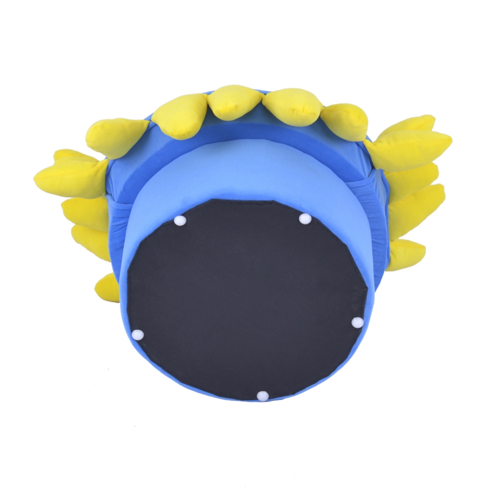 Velvet Upholstery Kids Chair Fabric and Foam Blue and Yellow window image