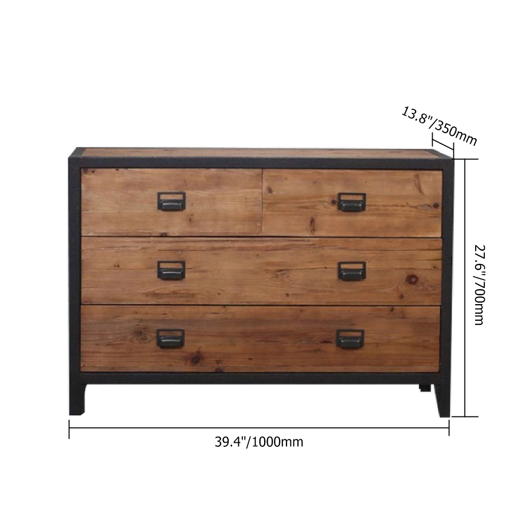 Industrial Sideboard Buffet Storage Cabinet Kitchen Storage Buffet Walnut Dining Buffet Modern Storage Sideboard with 4 Drawers window image