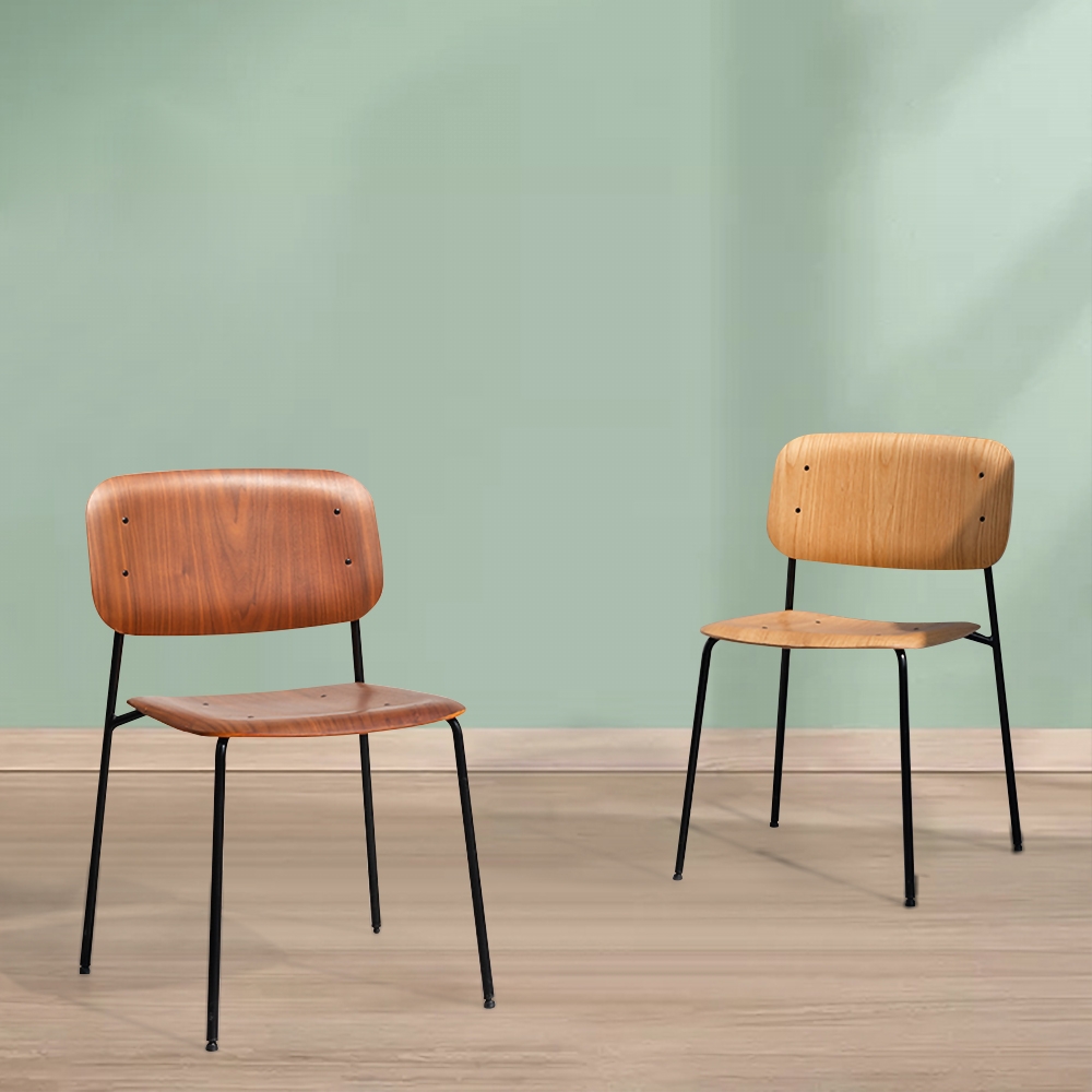 Walnut Dining Chair Modern Armless Dinging Chair Set of 2 in Black window image