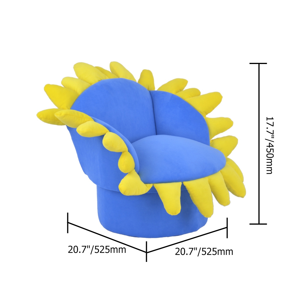 Velvet Upholstery Kids Chair Fabric and Foam Blue and Yellow window image