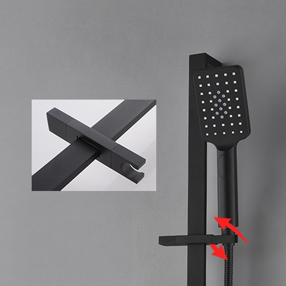 Modern Style Matte Black Wall Mounted Rain & Waterfall Shower System with Slide Bar Hand Shower Solid Brass window image