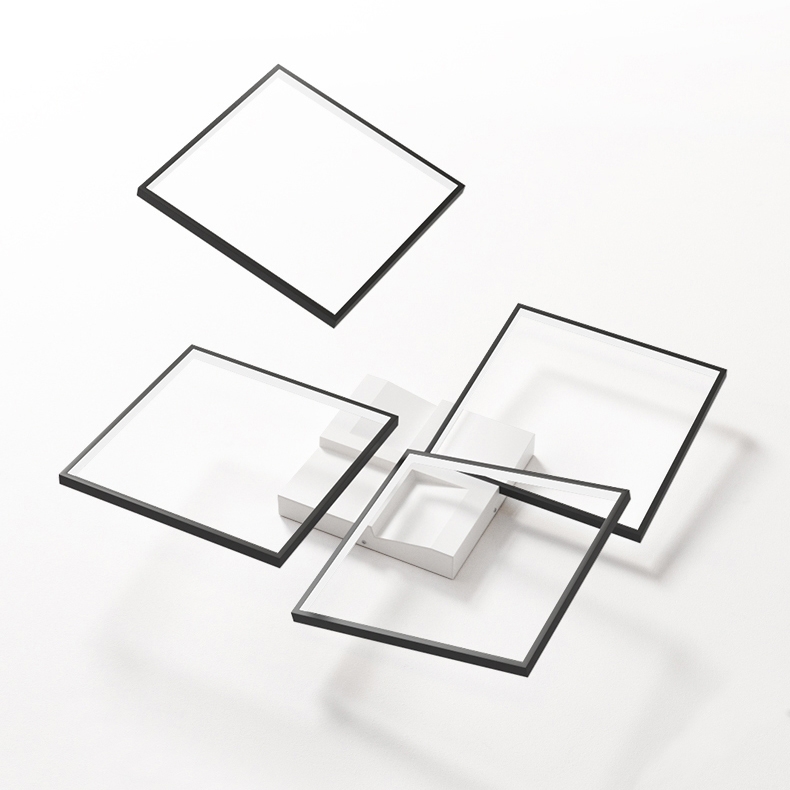 Modern Square LED Flush Mount Ceiling Light in Black & White window image