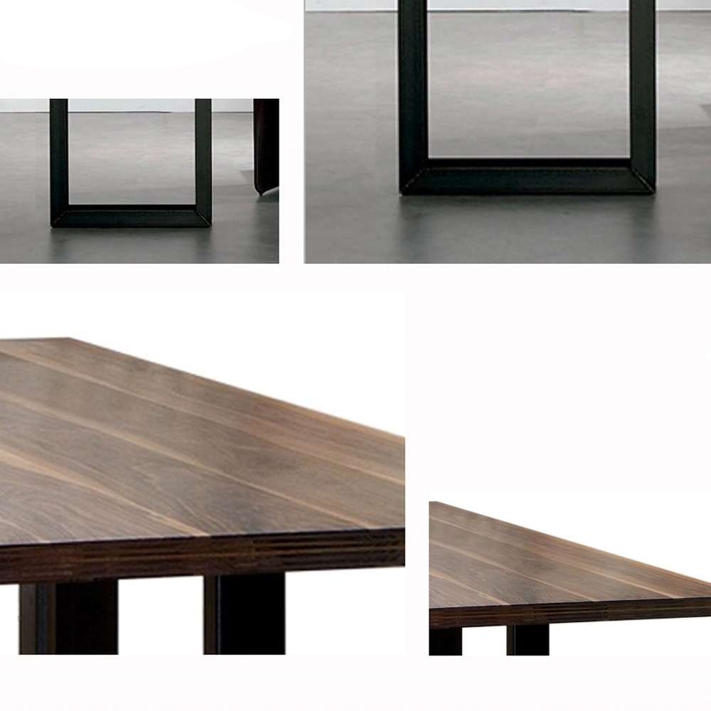 55" Retro Rectangular Writing Desk with Pine Wood Tabletop Metal Frame window image