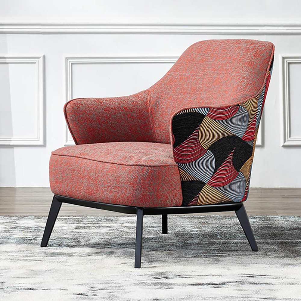 Retro Accent Chair Cotton&Linen Upholstered Accent Chair in Black window image