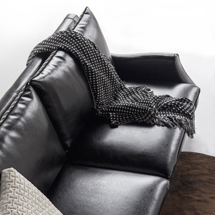 Contemporary Black Faux Leather Sofa Upholstered 3-Seat Sofa Hardwood Frame Foam Filled window image
