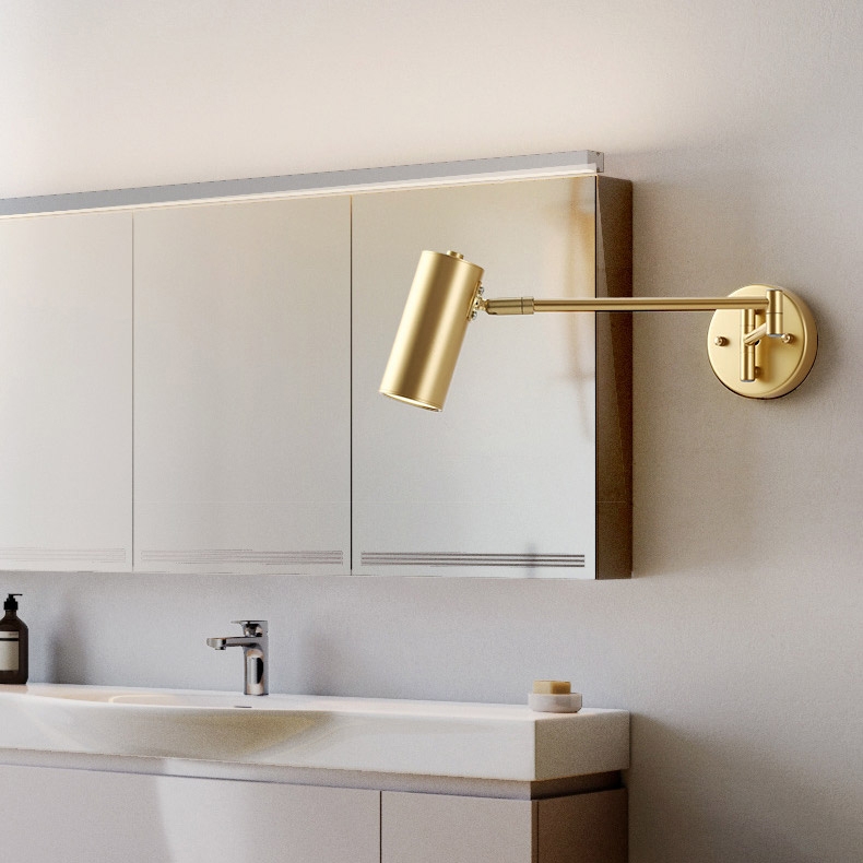 Gold Modern Swing Arm Indoor Wall Sconce 1 Light window image