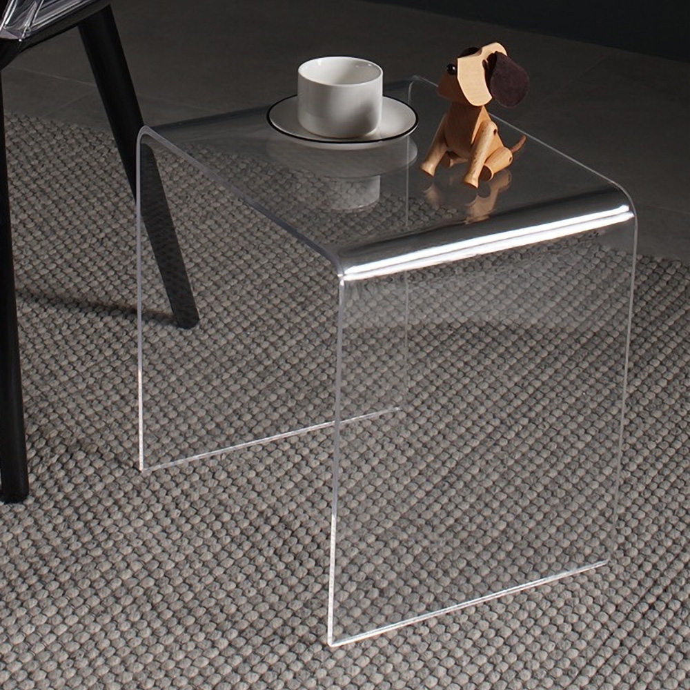 Modern Clear End Table Square Side Table PC Accent Table window image