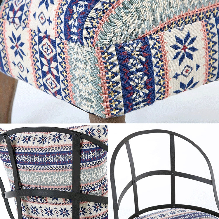 Retro Industrial Geometric Chair Armless Cocktail Chair Colorful Soft Fabric Slipper Chair with Back Pillow Style F window image