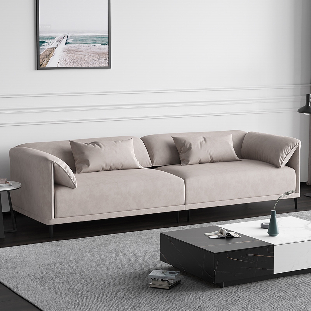 1800mm Grey Upholstered Sofa Modern Leath-Aire Black Legs window image
