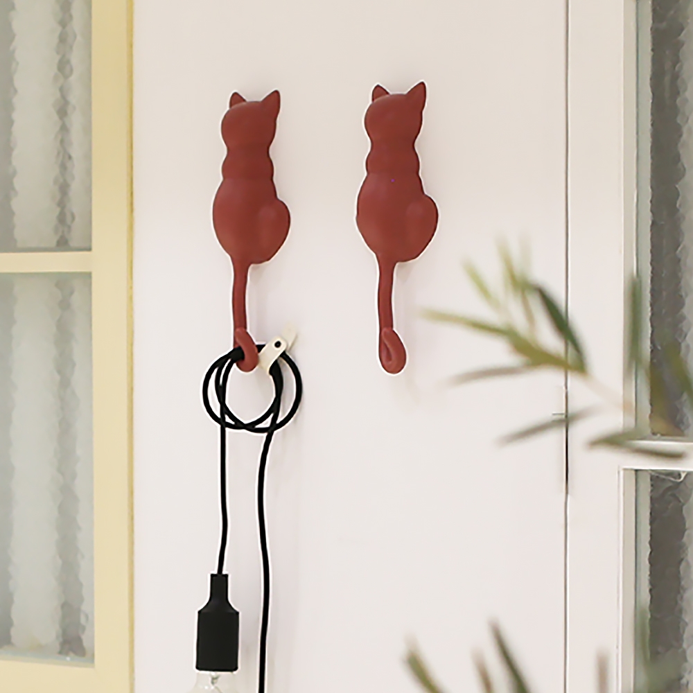 Modern Cat Sculpture Wall Mounted Coat Stand Set of 5 window image