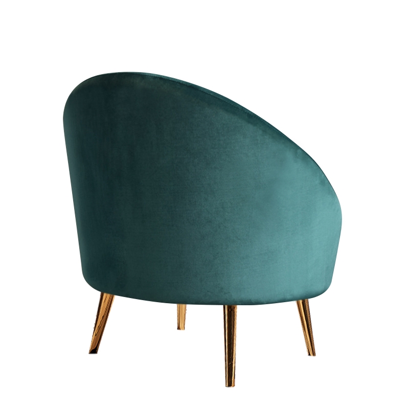 Mid Century Modern Green Velvet Upholstered Armchair Barrel Chair window image