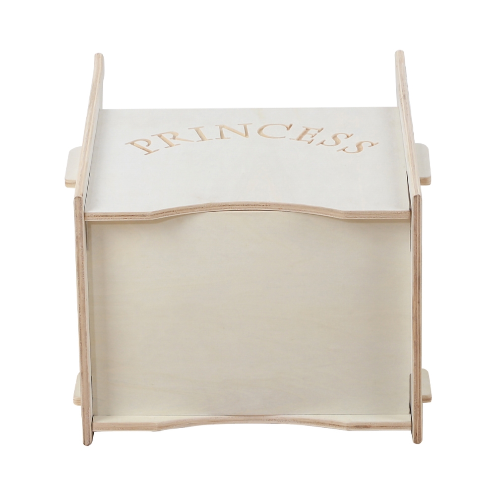 Modern Beige Kids Toy Storage Box Wooden Toy Chest window image