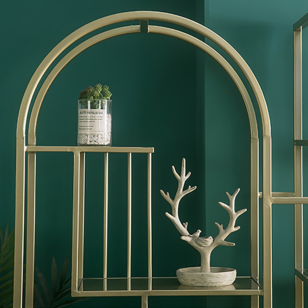 62" Modern 'OK' Freestanding Etagere Bookshelf in Golden Metal window image