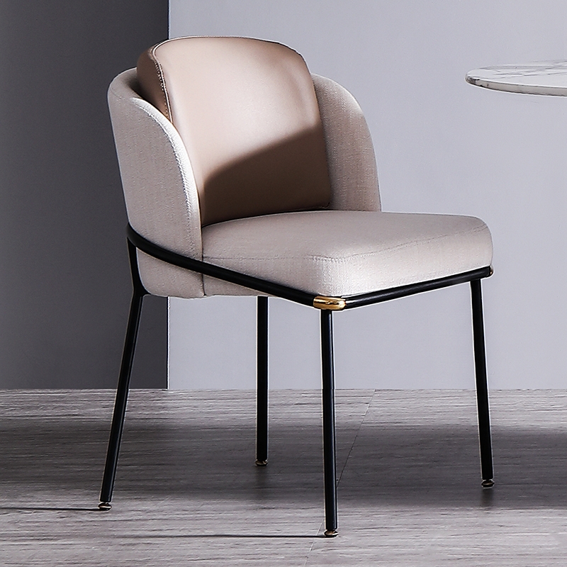 Modern Upholstered Dining Chair Barrel Back Dining Chair with Removable Insert Back Metal Legs Set of 2 window image