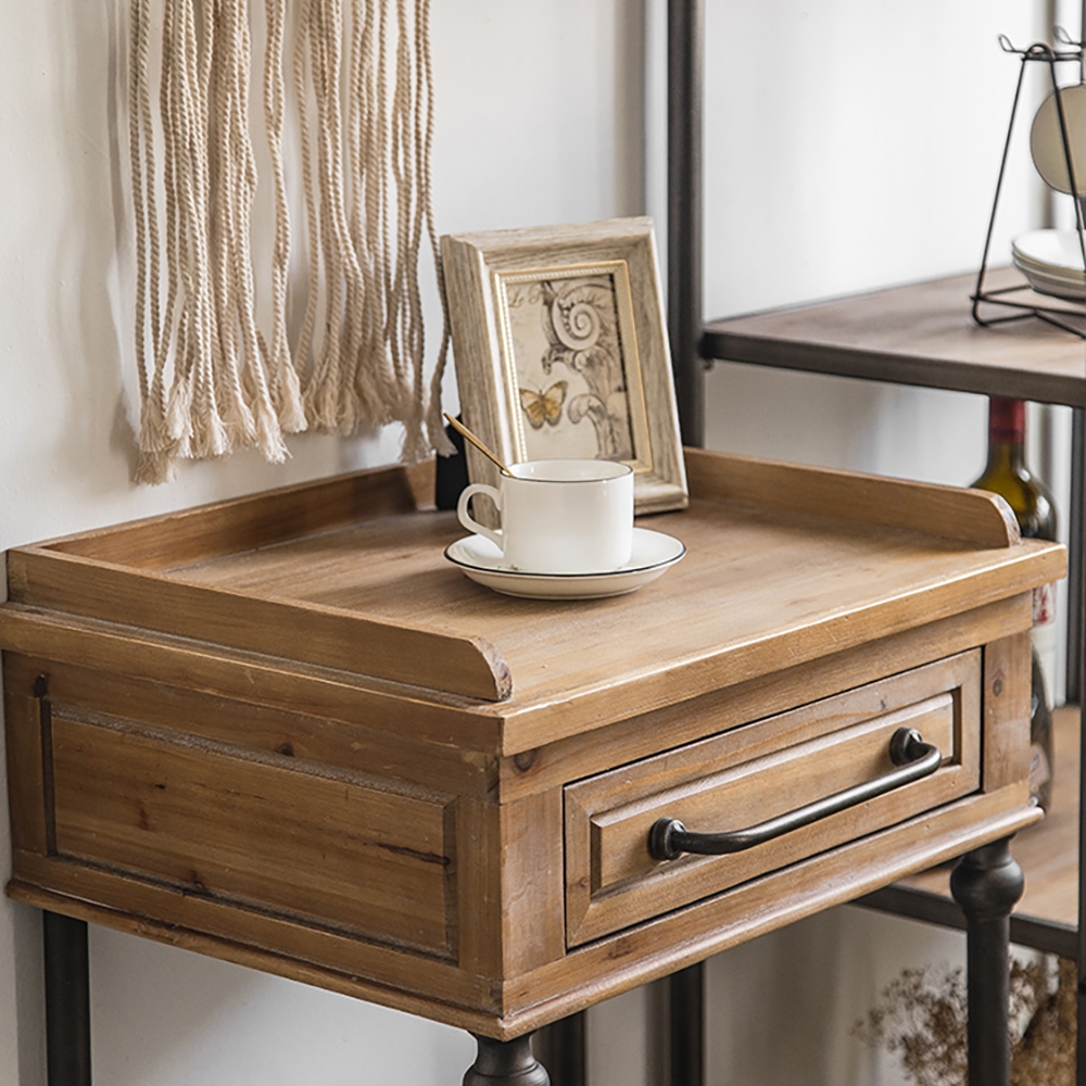 Industrial Standing Kitchen Shelving with Drawer in Black&Natural window image