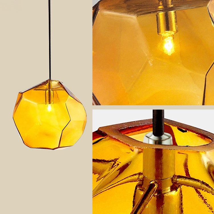 Creative Stone 1-Licht Mini Bunte Glas-Pendelleuchte in Bernstein Schaufensterbilder