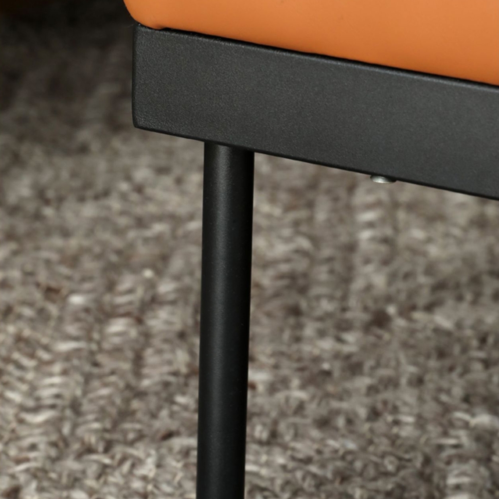 Modern Rectangular Ottoman Grey&Brown PU Leather and Cotton Upholstered Bench window image