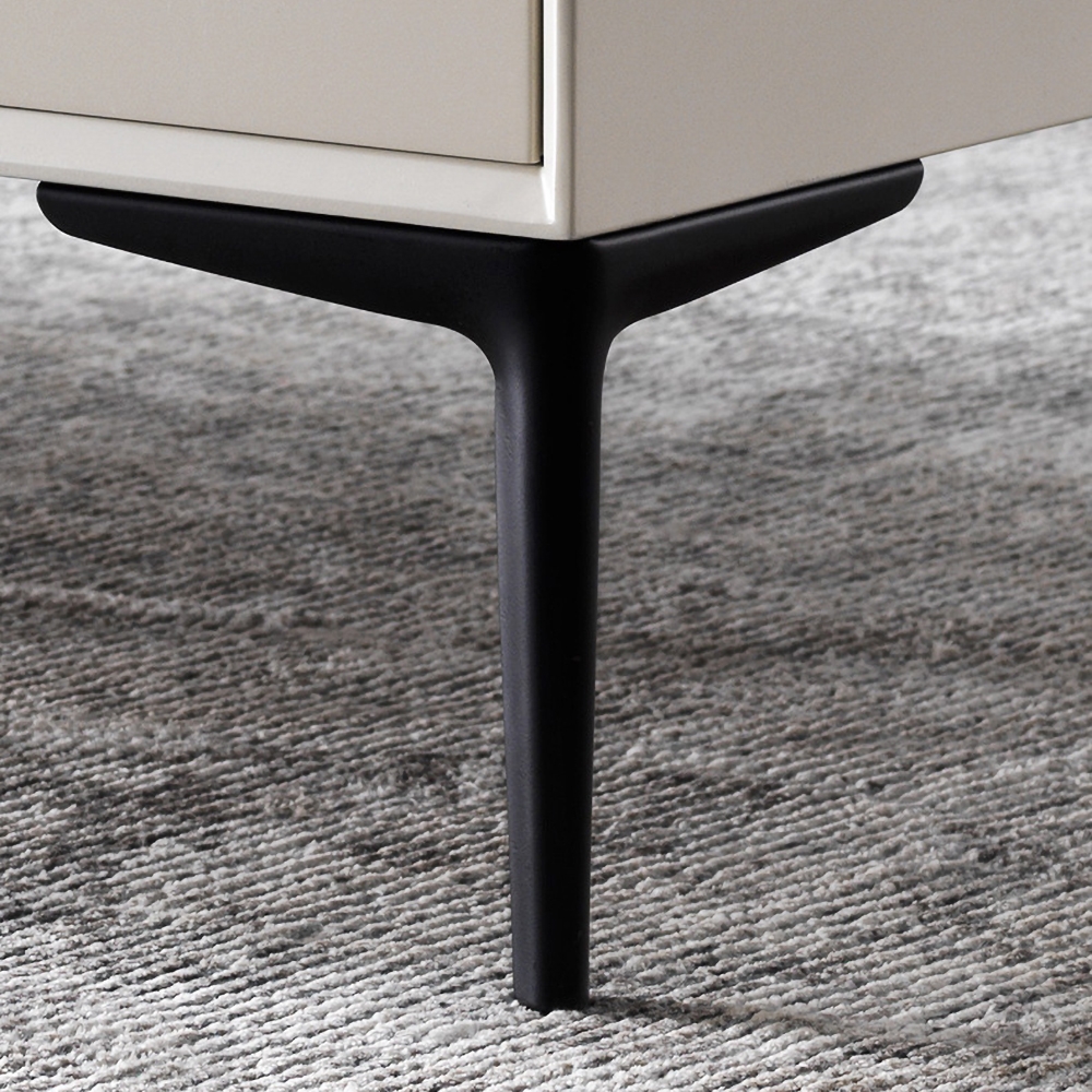 Italian Minimalist Off White TV Stand Sintered Stone Top with Drawers for TVs up to 85" window image