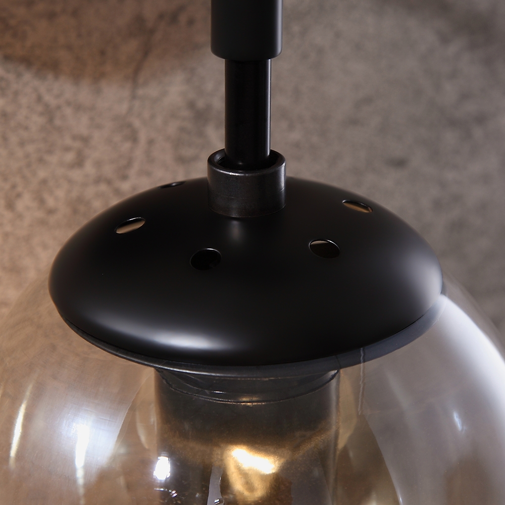 Adory Retro 2-Light Tea Glass Globe Shade Black Metal Base Indoor Sconce Wall Lamp window image