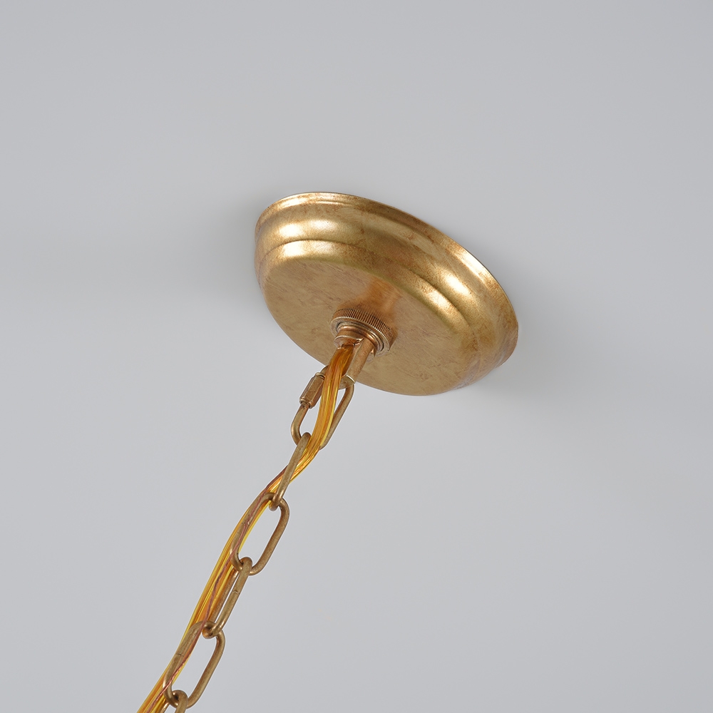 Modern Mid-Century Square Geometric Candle Chandelier 6-Light Antique Gold Ceiling Light window image