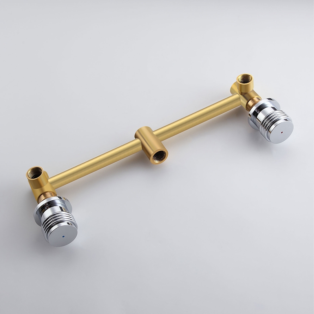 Moda Robinet Moderne Mural Cascade Mitigeur de Lavabo de Salle de Bain Poignées Double en Laiton Massif Chromé image de fenêtre