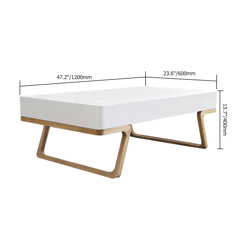 47.2" Rectangular Coffee Table with Drawer Storage White window image