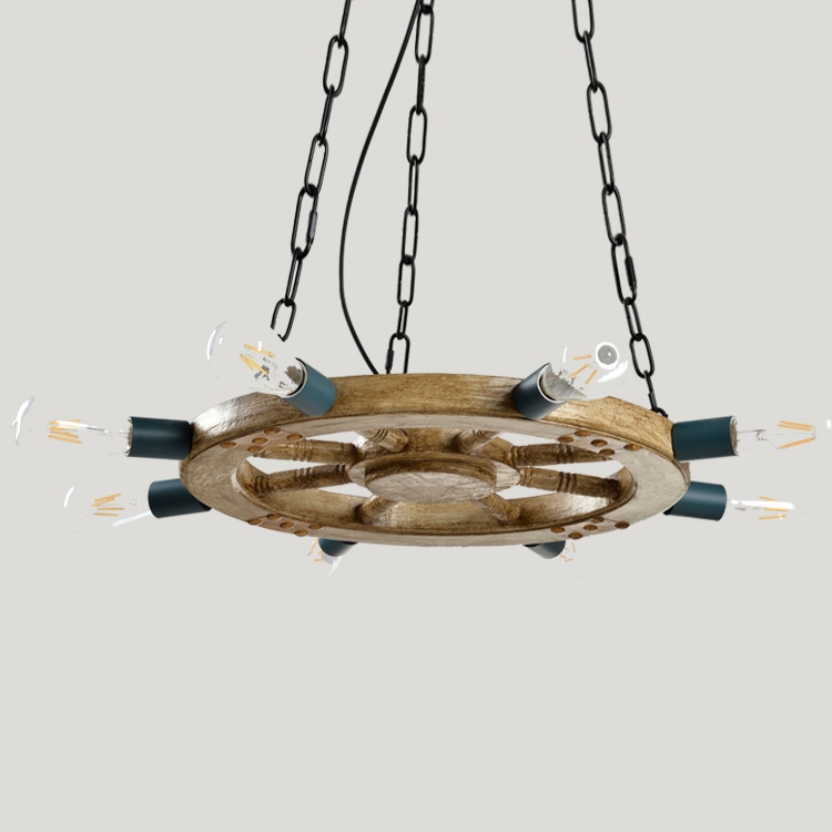 Vintage Farmhouse Distressed Wagon Wheel Light Fixture 8-Light Wagon Wheel Chandelier Black Metal window image