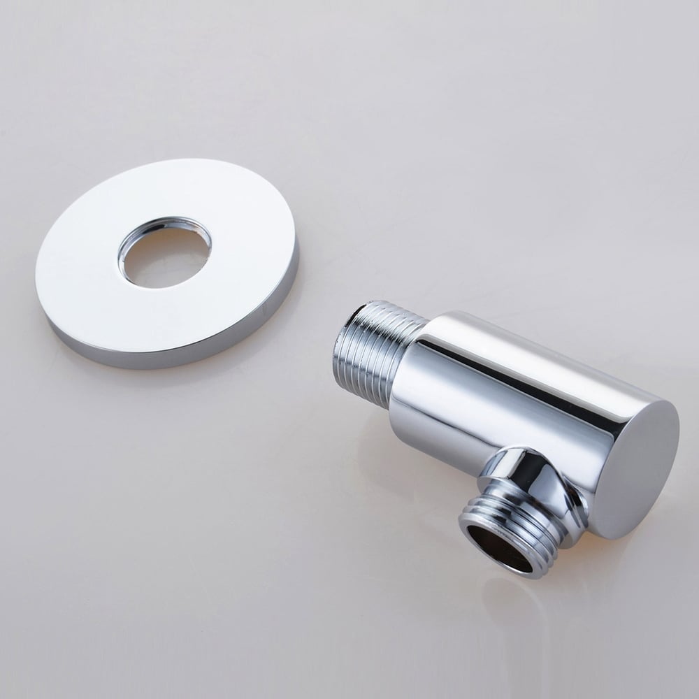 Modern Bathroom Wall Mounted Hand Shower Supply Elbow Round Shape in Polished Chrome Solid Brass window image