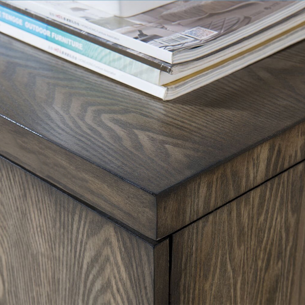 Vintage Retro Sideboard 2 Doors Accent Cabinet Solid Wood Cabinet with Adjustable Shelf window image