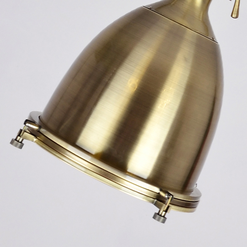 Prim Industrial 1-Light Dome Shade Pendant Light with Frosted Glass Diffuser  Brass window image