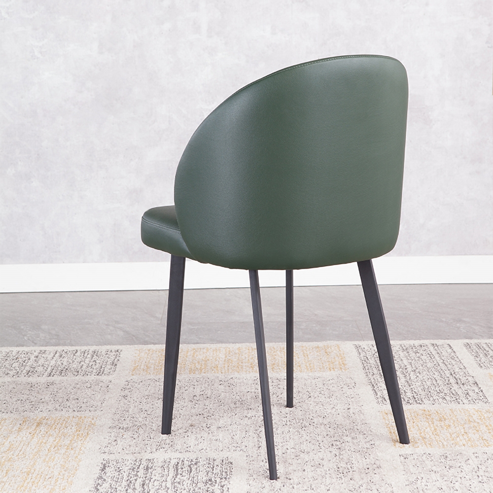 Modern Green Upholstered PU Leather Carbon Steel Leg Side Chair Set of 2 in Black window image