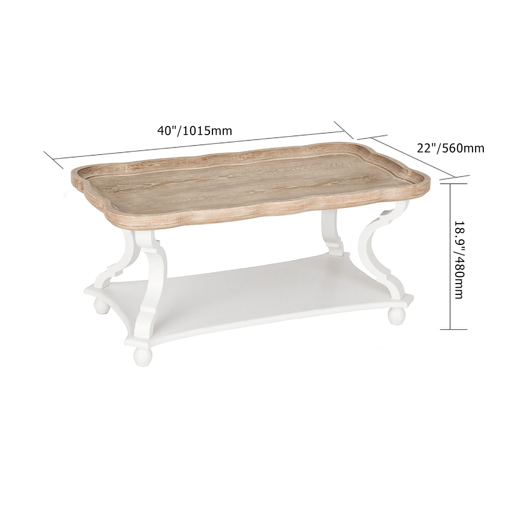 Rustic Retro Coffee Table with Storage Shelf Tray Top MDF window image