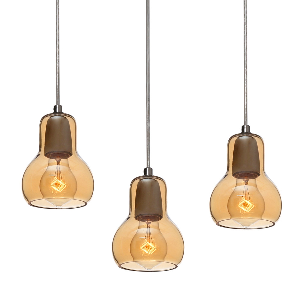 Modern Minimalist Mouth-Blown Amber Glass Small 1-Light Hanging Pendant Light Fixture window image