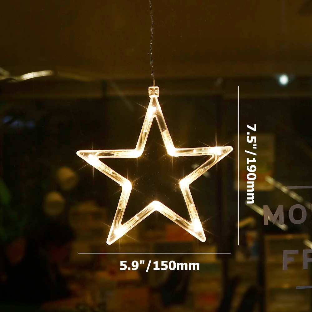 White Christmas Themed Window Lights Set of 6 Battery Powered LED Christmas Decoration window image