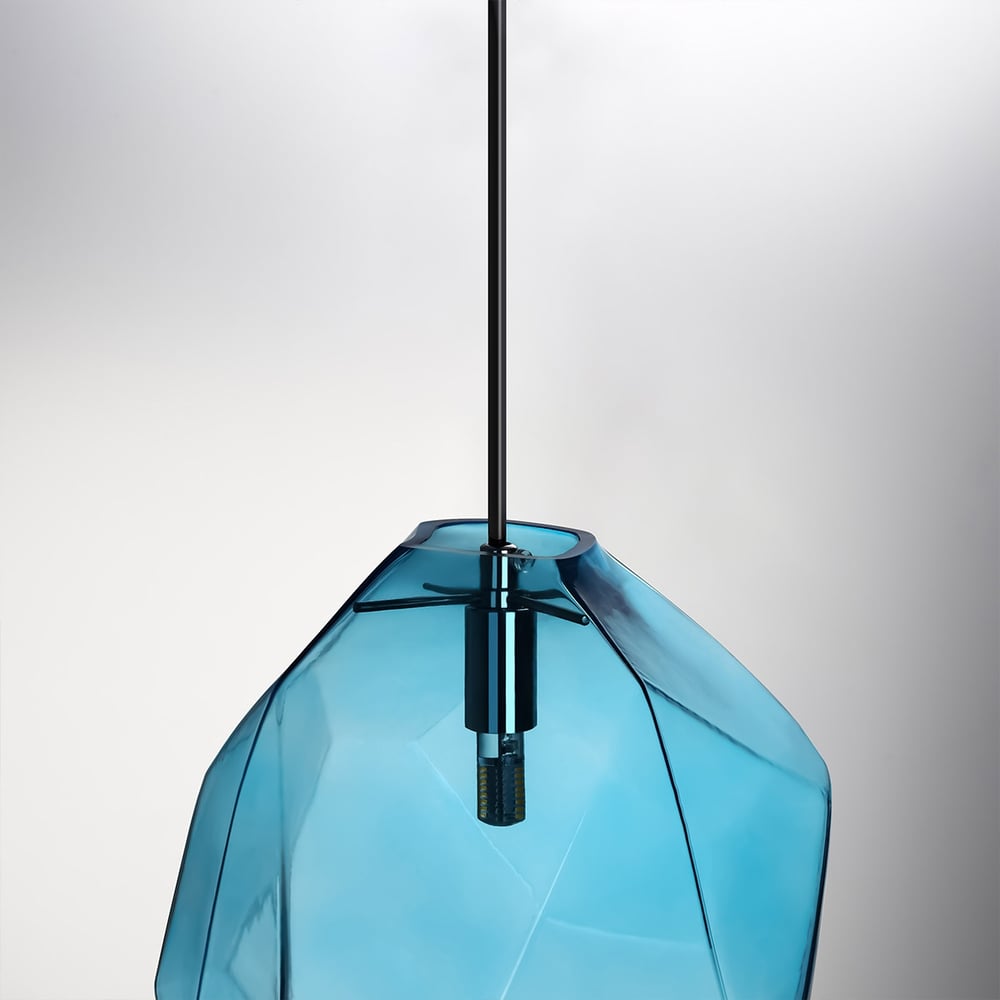 Creative Stone 1-Light Mini Colourful Glass Pendant Light in Blue window image