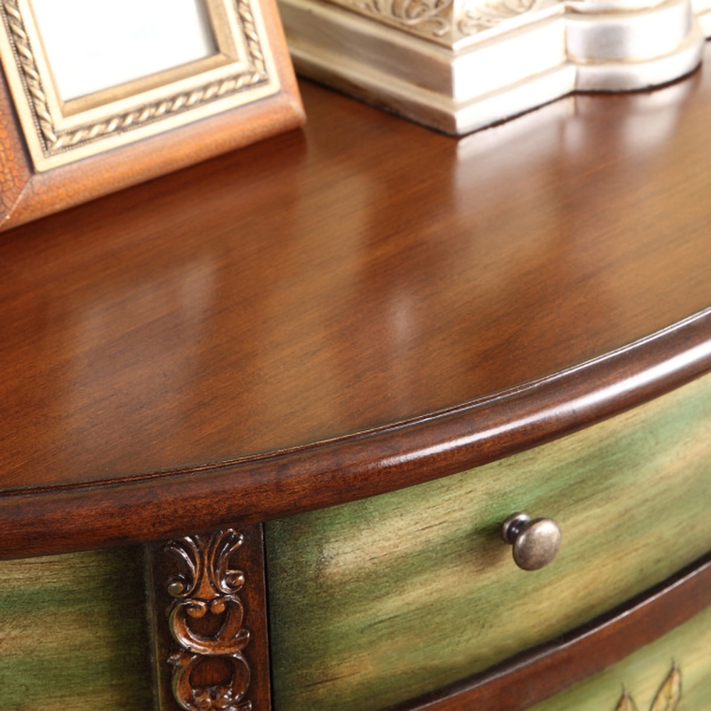 1067mm Distressed Semicircle Cabinet Embossed Surface with Drawers & Doors & Shelves window image