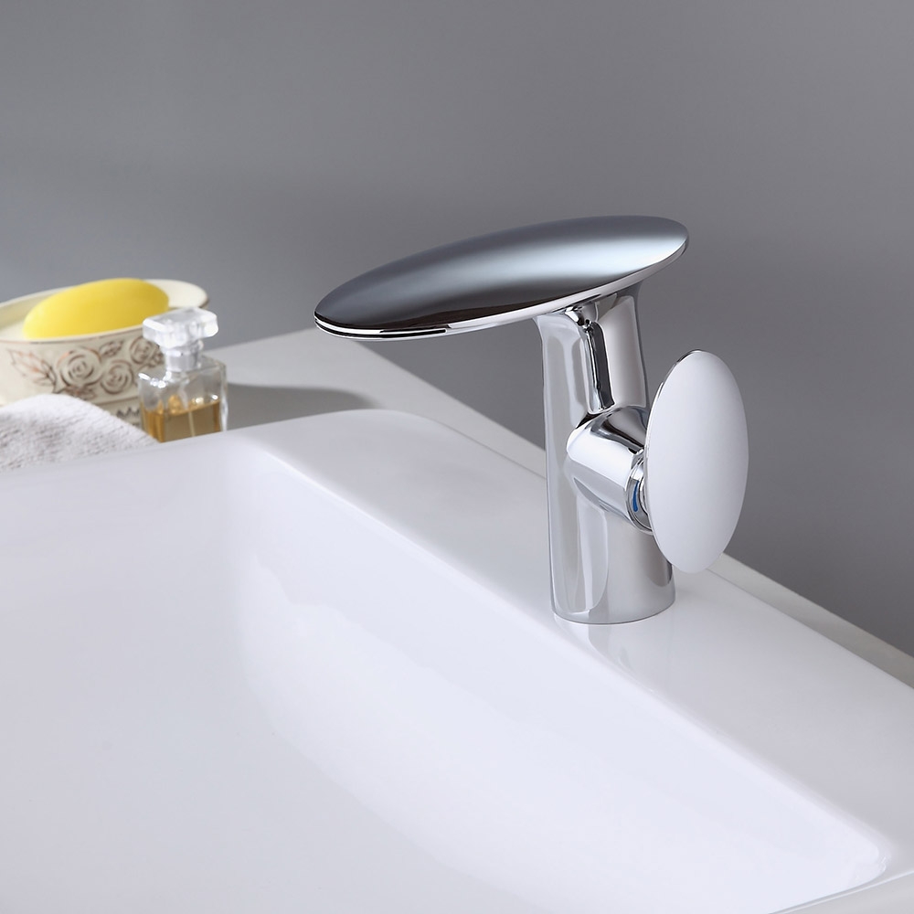 Pene Stylish Single Handle Polished Chrome Waterfall Bathroom Basin Tap Solid Brass window image