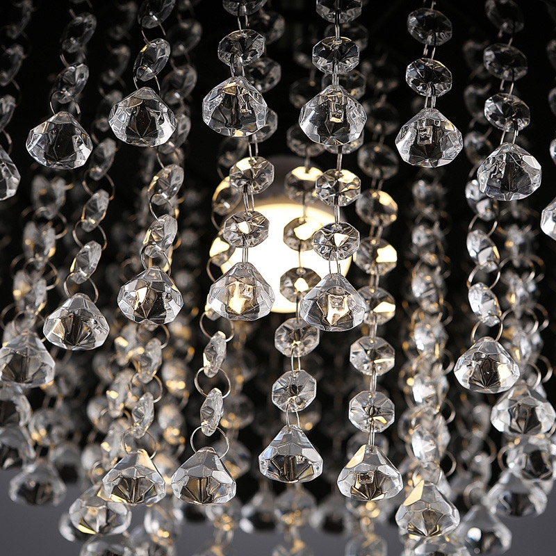 Industrial Rust Metal Dome Shade 1-Light Pendant Light with Clear Crystal Cascade window image