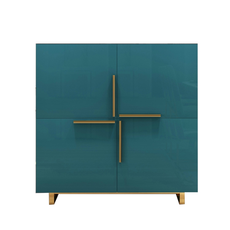 47" Green Sideboard Buffet 4 Doors Accent Cabinet with Storage Shelves Gold Stainless Steel window image