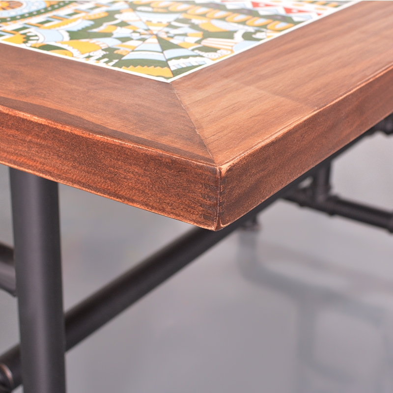 Industrial Retro Pipe 55" Rectangular Dining Table Wood & Metal Dining Table Colorful Pattern window image