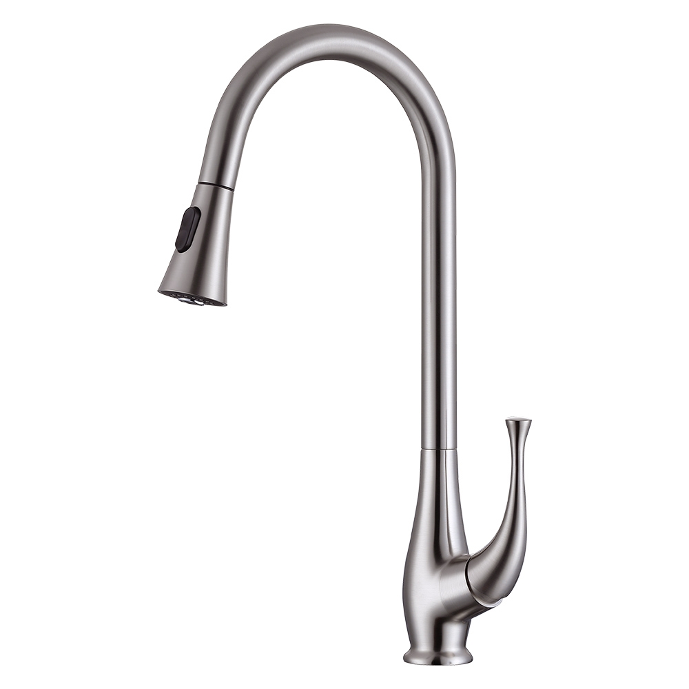 Modern Touch Pull Out Kitchen Faucet Brushed Nickel Single Handle Dual Function Faucet window image