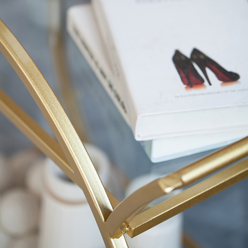 800mm Modern 2-Tier Utility Cart with Wheel Gold window image