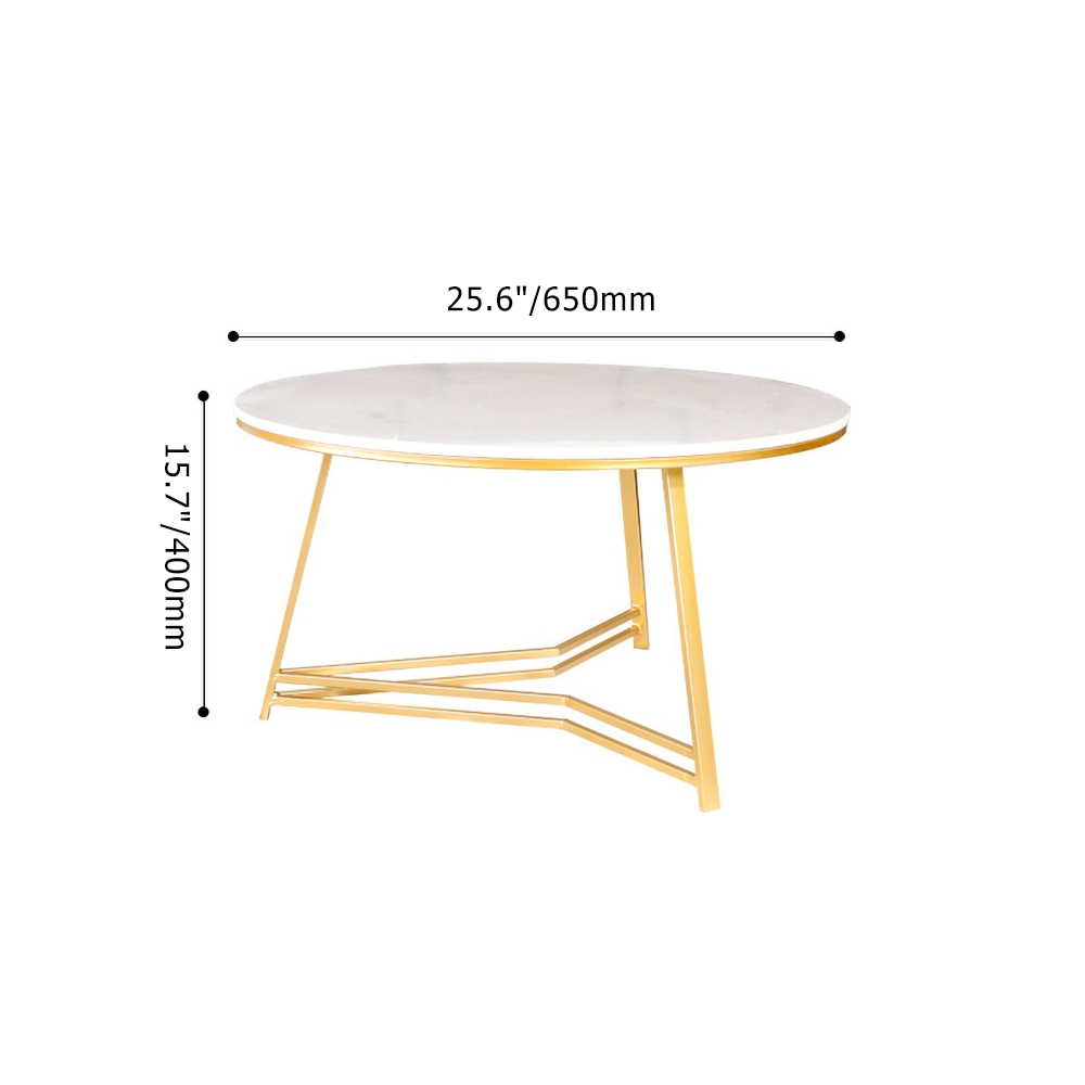 Modern Round Coffee Table Set of 2 with Marble Tabletop Metal Legs window image