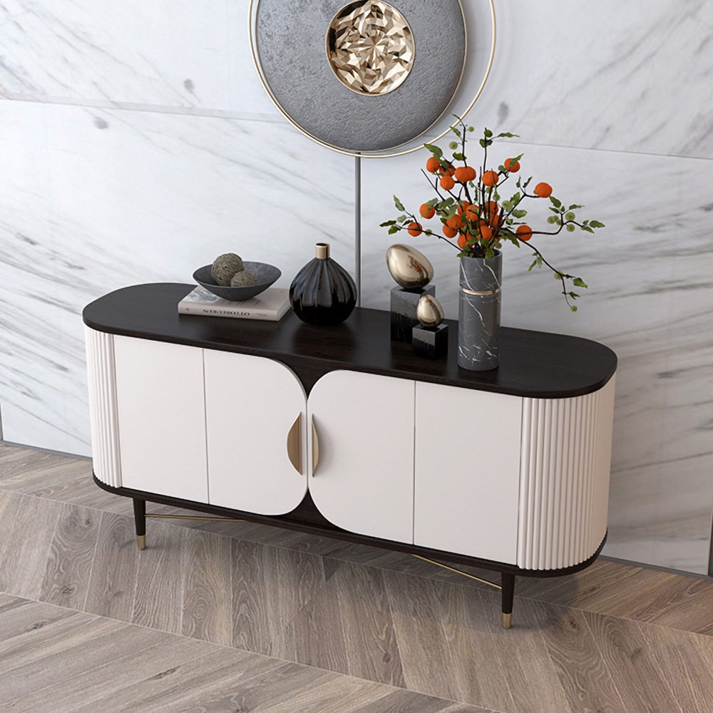 Modern White TV Stand Media Console with 2 Doors for TVs up to 55" window image