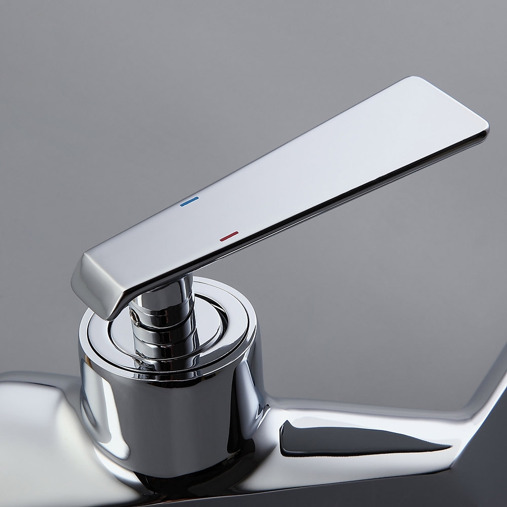 Modern One Hole Single Handle Brass Bathroom Basin Tap in Polished Chrome Solid Brass window image