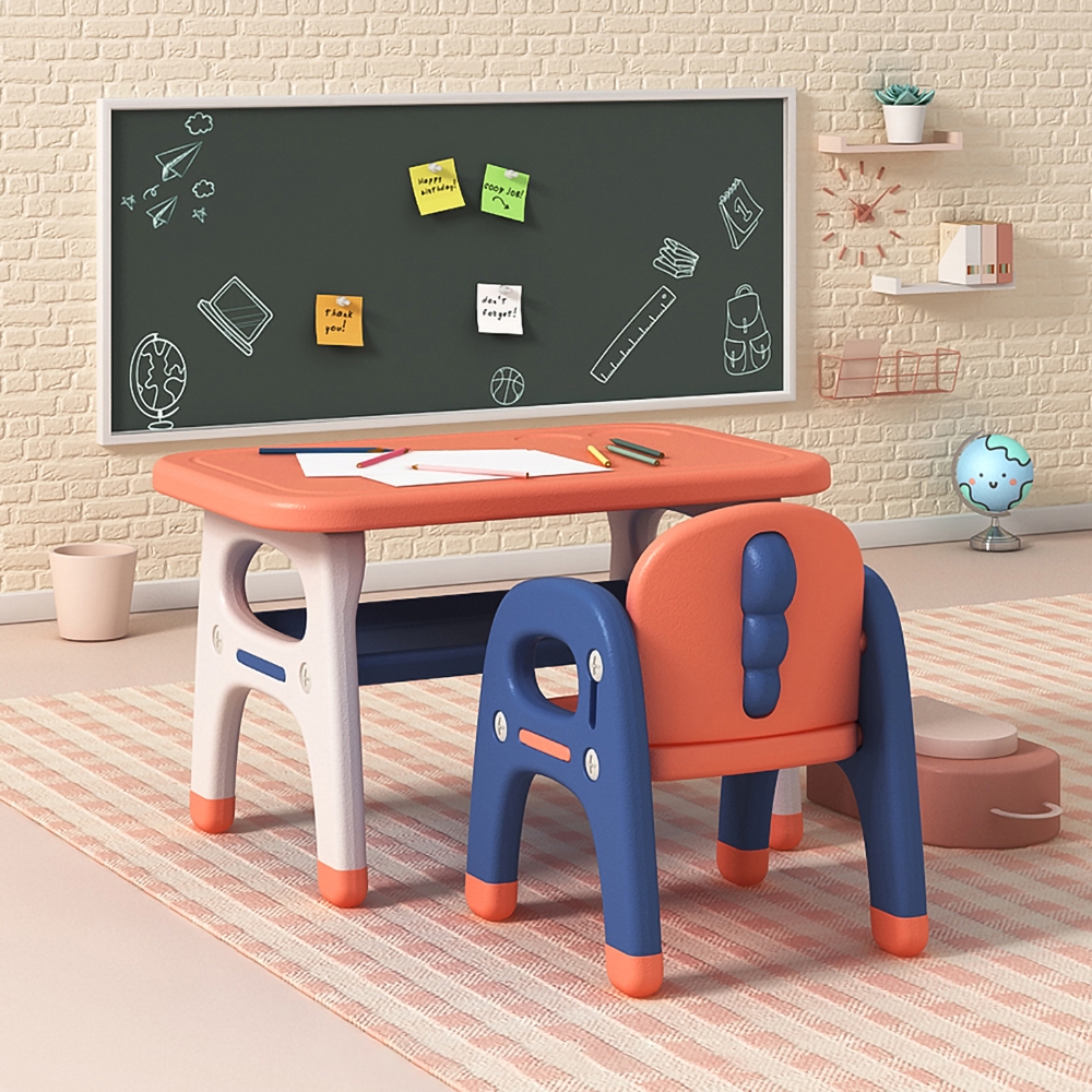 Kids Play Table and Chair 2 Chairs Set Plastic window image