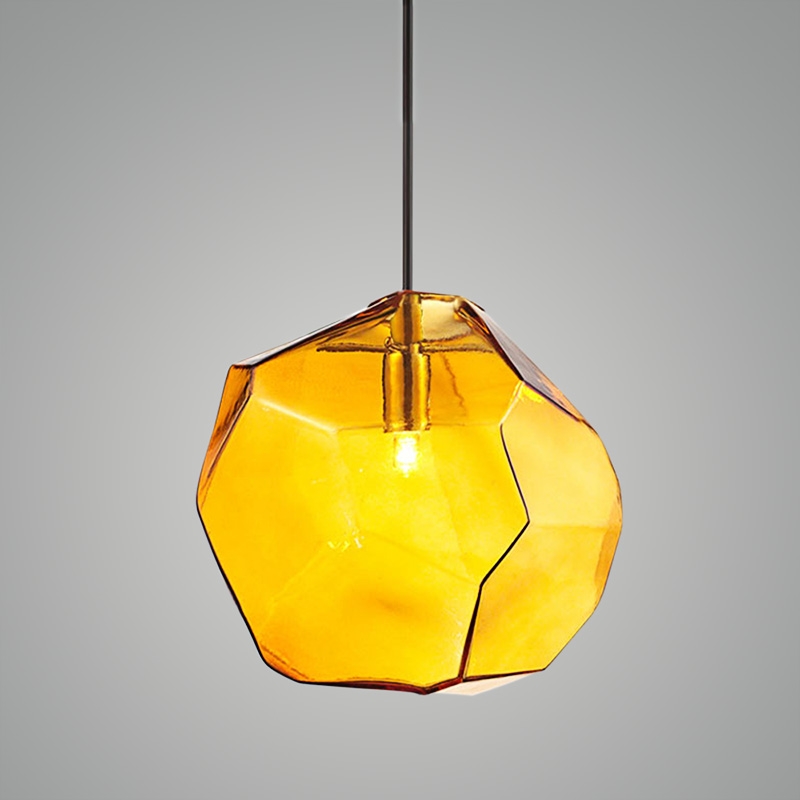 Creative Stone 1-Licht Mini Bunte Glas-Pendelleuchte in Bernstein Schaufensterbilder