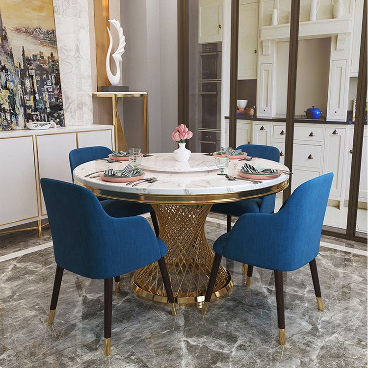 Modern Mid-Century Upholstered Blue Fabric  Dining Chair with Arms Set of 2 window image
