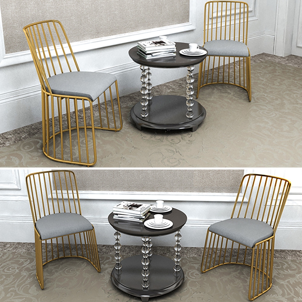 Modern Gold Dining Chair Grey Upholstered Dining Chair Velvet Dining Chair Set of 2 window image