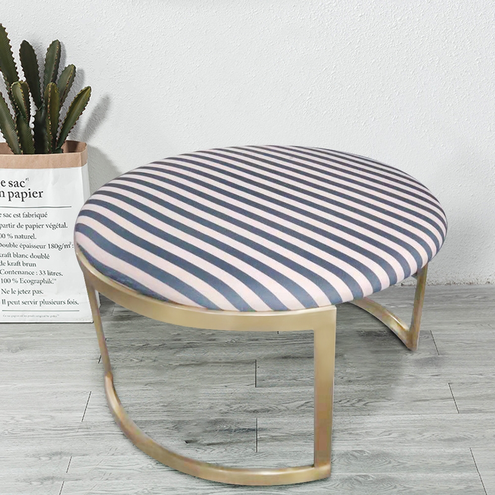 Modern Round Bench Upholstered Velvet Bench in Stainless Steel Legs window image